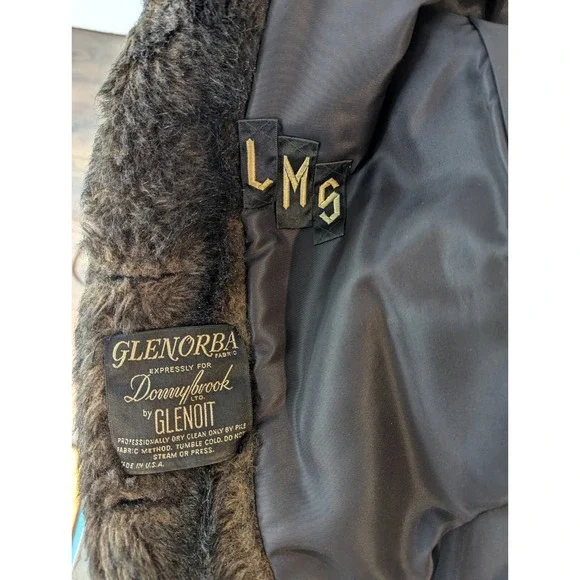 Vtg Glenorba Glenoit Faux Fur Coat Womens Black Brown Trim Winter Cozy Retro USA - Picture 5 of 16